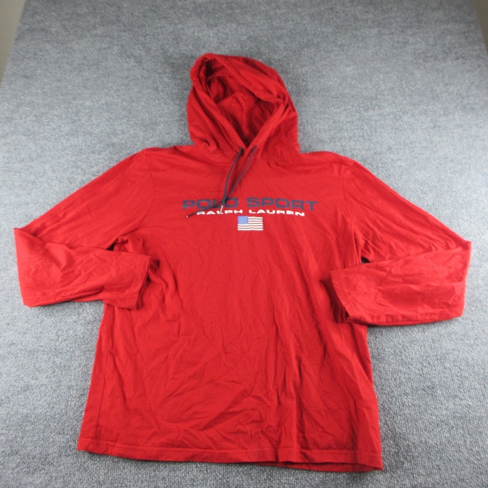 Polo Ralph Lauren Hoodie Mens L Red Polo Sport 12M Yacht Challenge Graphic Shirt
